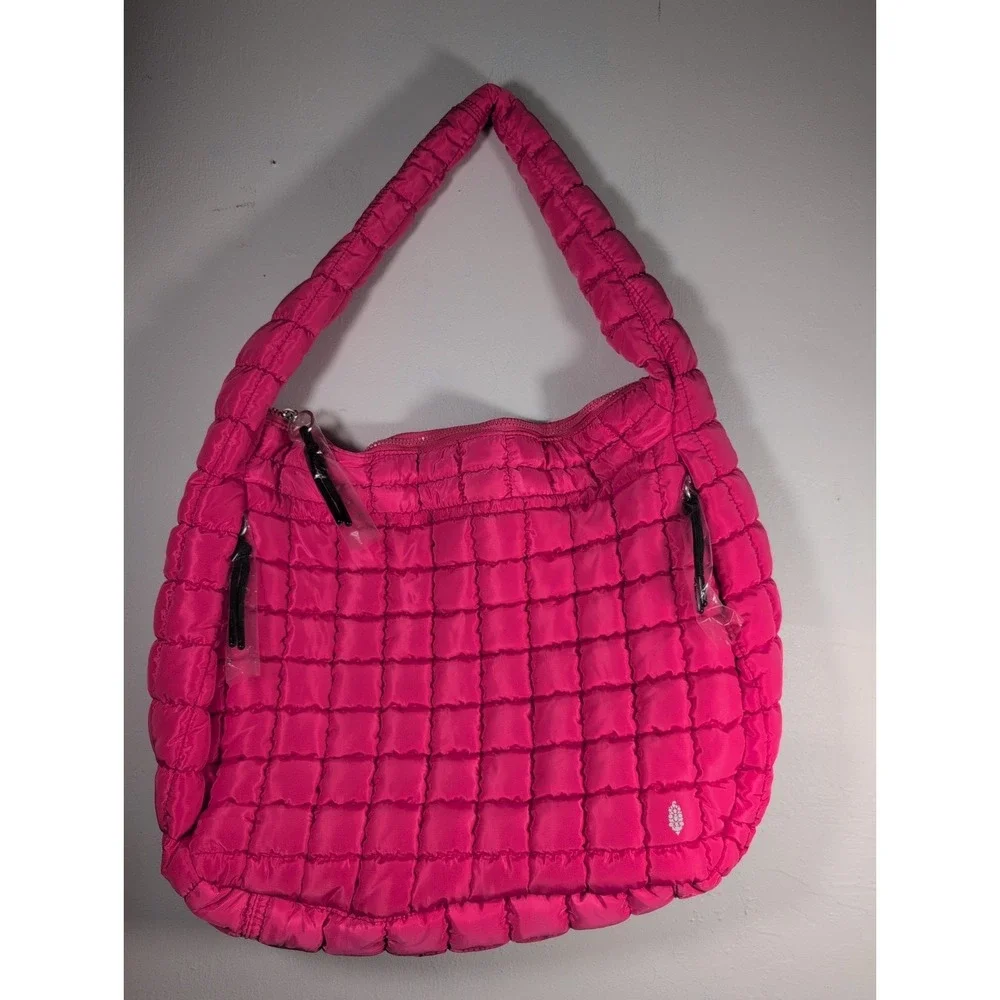 Free People Movement Quilted XL Carry-all Zip Closure Pink Shoulder Bag - NEW